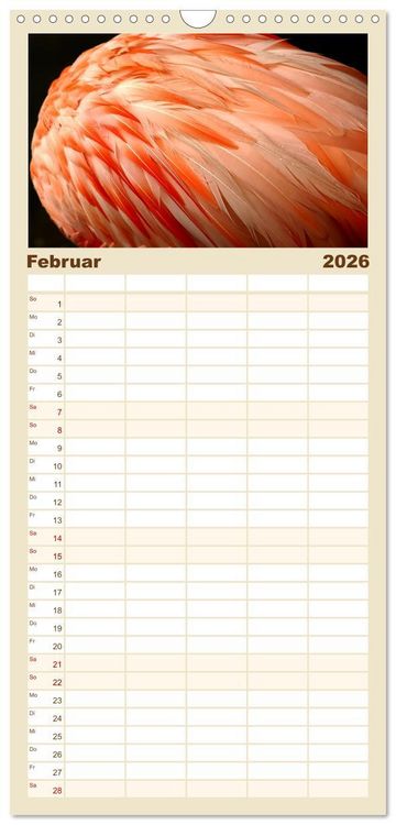 Produktbild: Familienplaner 2026 - Flamingo Zauber mit 5 Spalten (Wandkalender, 21 x 45 cm) CALVENDO