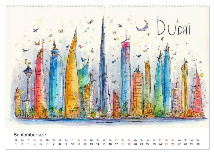 Produktbild: St&auml;dte - Weltreise in Bunt (Wandkalender 2027 DIN A2 quer), CALVENDO Monatskalender