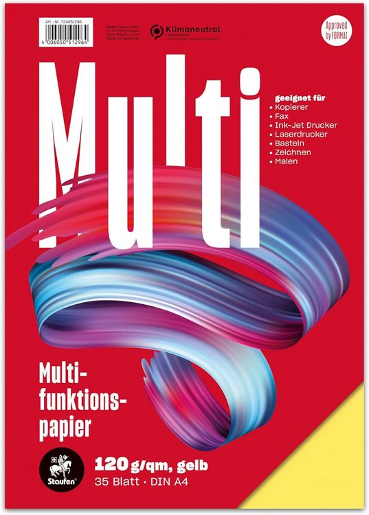 Produktbild: Staufen Multifunktionspapier 35 Blatt 120g/m&sup2; gelb DIN A4