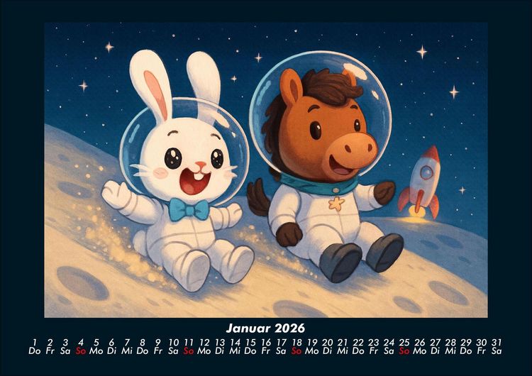 Produktbild: Bouncy & Huf - Im Weltraum 2026 Fotokalender DIN A4