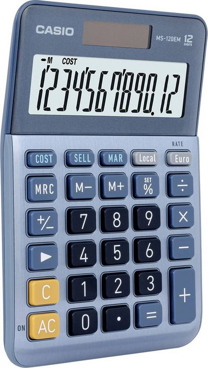 Produktbild: Casio MS-120EM Tischrechner Blau Display (Stellen): 12 solarbetrieben (L x B) 101 mm x 149 mm