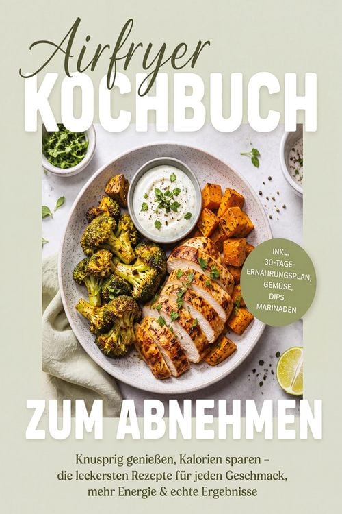Produktbild: Airfryer Kochbuch zum Abnehmen: Knusprig genie&szlig;en, Kalorien sparen - die leckersten Rezepte f&uuml;r jeden Geschmack, mehr Energie & echte Ergebnisse - inkl. 30-Tage-Ern&auml;hrungsplan, Gem&uuml;se, Dips, Marinaden
