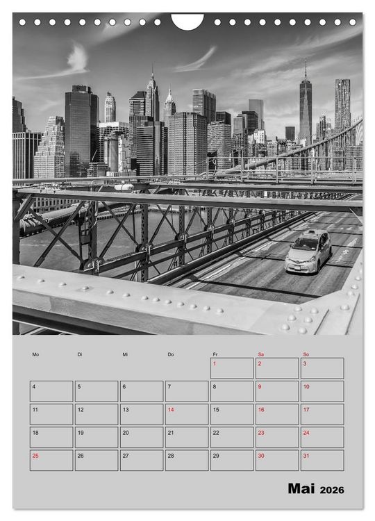 Produktbild: NEW YORK CITY Monochrome Stadtansichten (Wandkalender 2026 DIN A4 hoch), CALVENDO Monatskalender