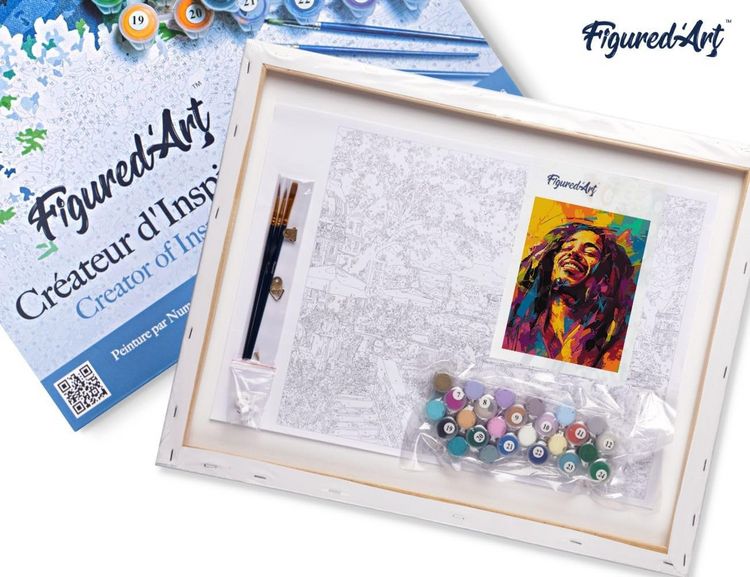 Produktbild: FiguredArt FA10272-Y - Malen nach Zahlen, Street Art Reggae, Leinen-Keilrahmen (40x50cm), Malset, Paint by Numbers