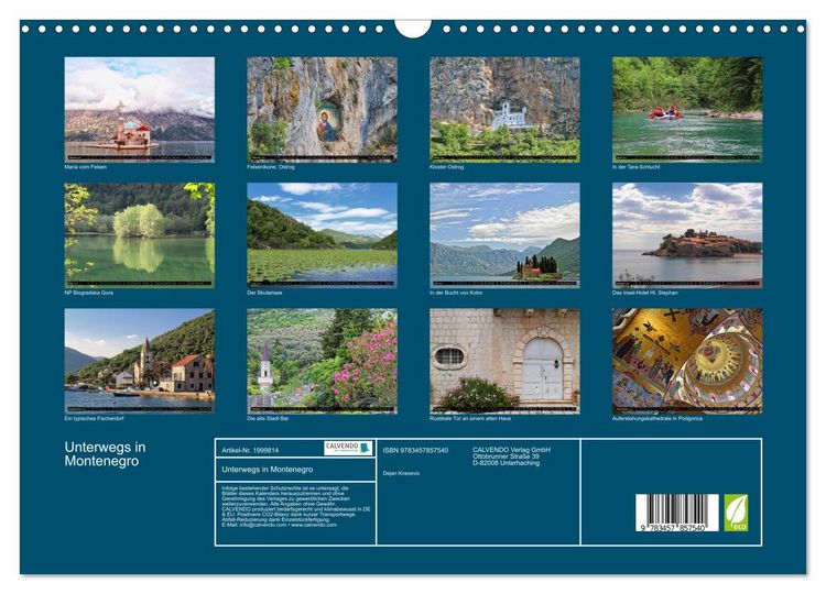 Produktbild: Unterwegs in Montenegro (Wandkalender 2026 DIN A3 quer), CALVENDO Monatskalender
