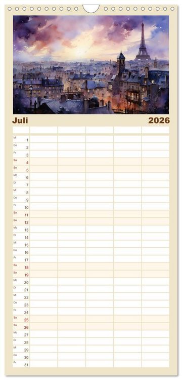 Produktbild: Familienplaner 2026 - Eiffelturm: Kreativ anders mit 5 Spalten (Wandkalender, 21 x 45 cm) CALVENDO
