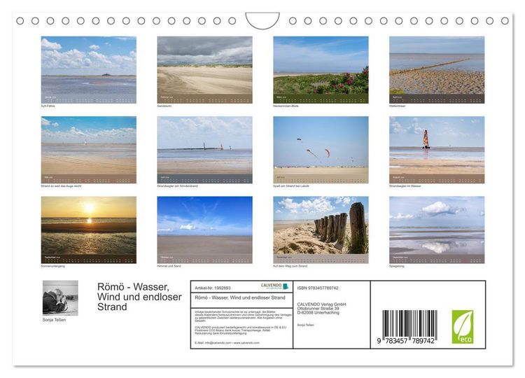 Produktbild: R&ouml;m&ouml; - Wasser, Wind und endloser Strand (Wandkalender 2026 DIN A4 quer), CALVENDO Monatskalender