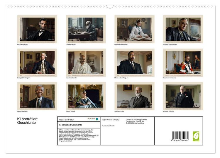 Produktbild: KI portr&auml;tiert Geschichte (hochwertiger Premium Wandkalender 2026 DIN A2 quer), Kunstdruck in Hochglanz