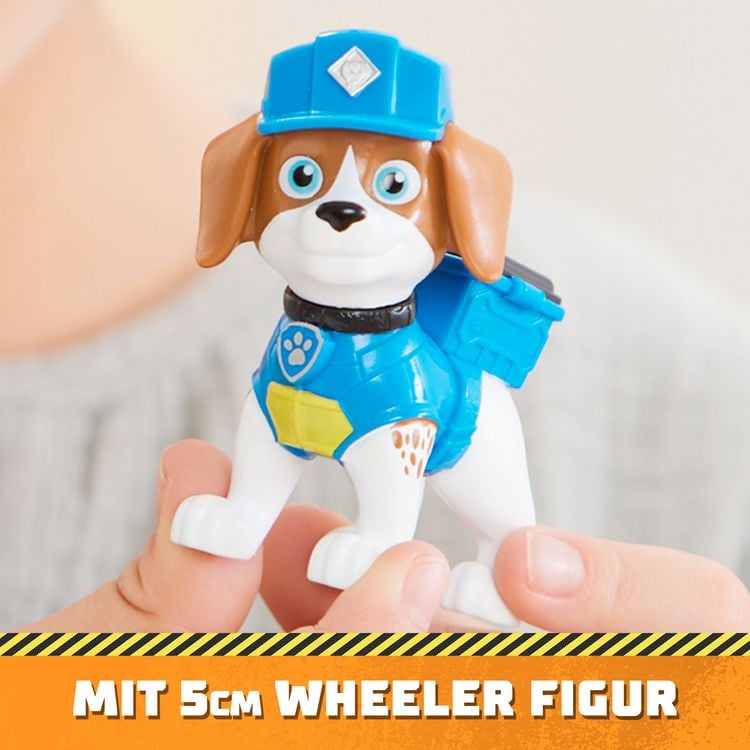 Produktbild: Rubble und Crew - Kipplaster-Baufahrzeug mit Wheeler-Figur, bewegliche Walze & Kippbr&uuml;cke, TV-Serie Spielzeug, f&uuml;r Kinder ab 3 Jahren