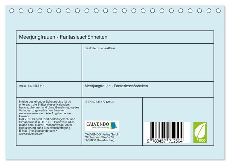 Produktbild: Meerjungfrauen - Fantasiesch&ouml;nheiten (Tischkalender 2026 DIN A5 quer), CALVENDO Monatskalender