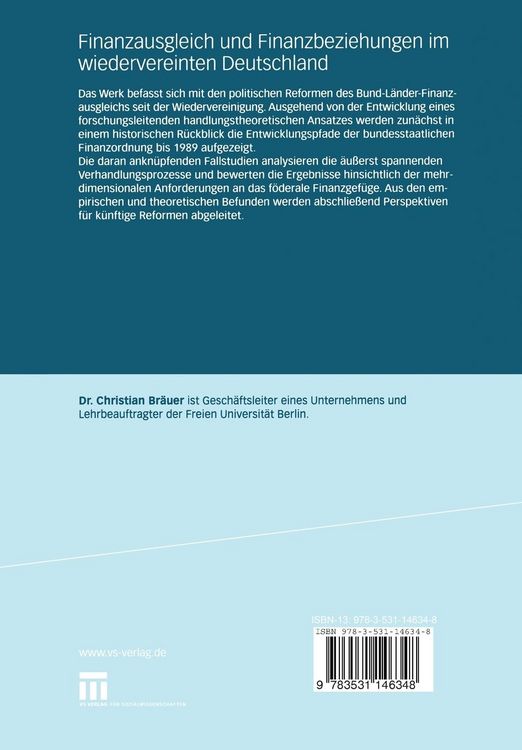 Produktbild: Finanzausgleich und Finanzbeziehungen im wiedervereinten Deutschland