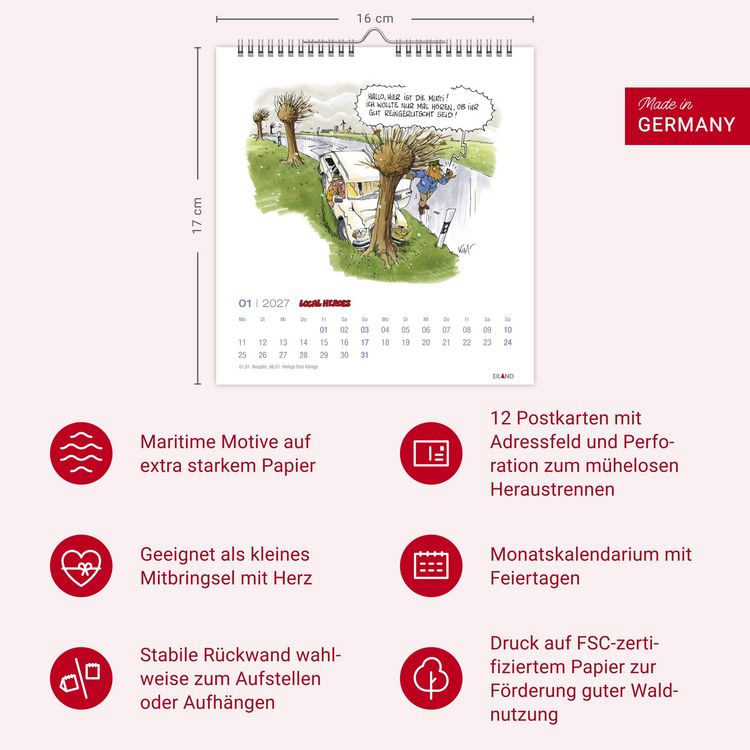 Produktbild: Local Heroes Postkartenkalender 2027 - Vom Leben hinter&acute;m Deich