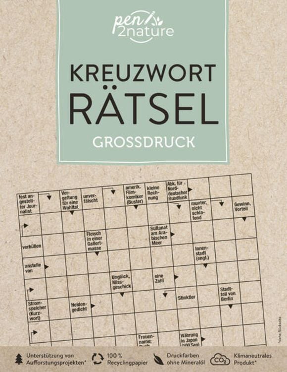 Produktbild: Kreuzworträtsel Großdruck. Nachhaltige Großdruck-Rätsel in Farbe