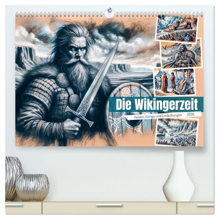 Produktbild: Die Wikingerzeit - Helden, K&ouml;nige und Entdeckungen (hochwertiger Premium Wandkalender 2026 DIN A2 quer), Kunstdruck in Hochglanz