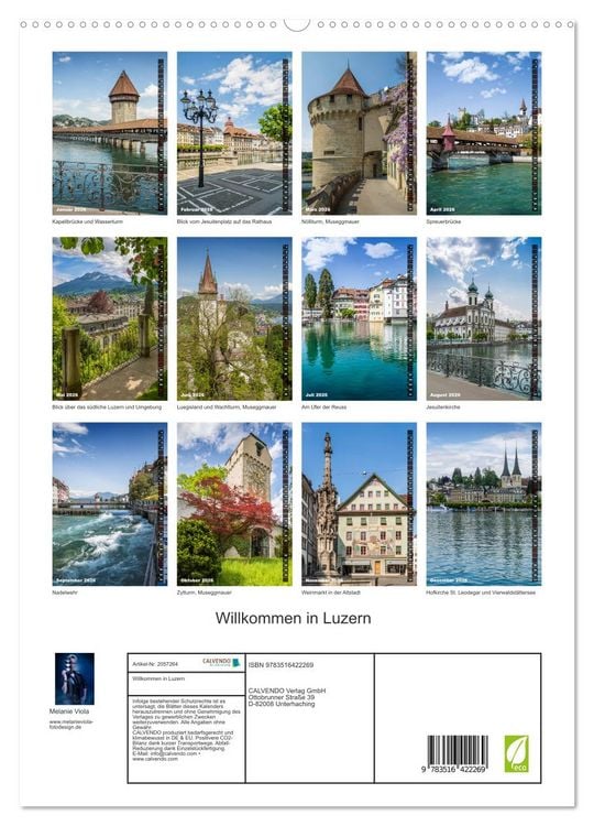 Produktbild: Willkommen in Luzern (hochwertiger Premium Wandkalender 2026 DIN A2 hoch), Kunstdruck in Hochglanz