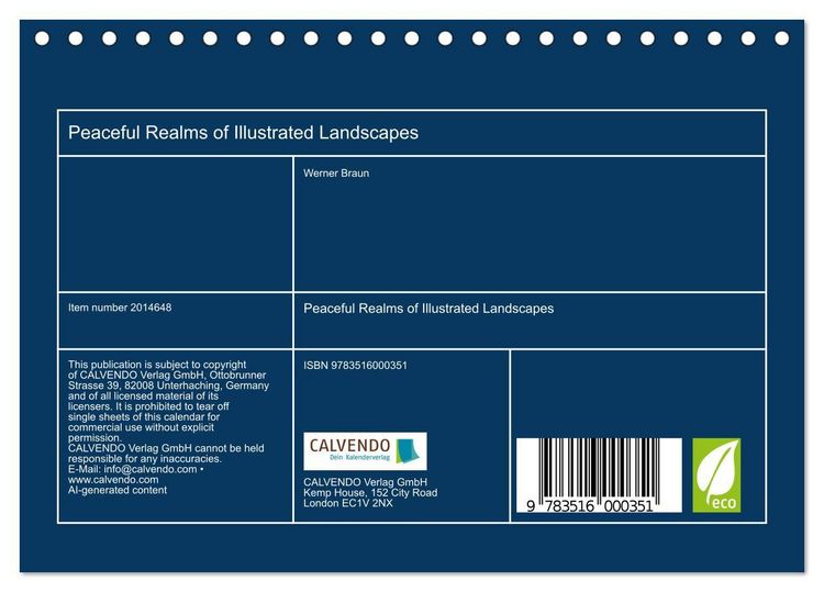 Produktbild: Peaceful Realms of Illustrated Landscapes (Desk Calendar 2026 DIN A5 landscape), CALVENDO 12 Month DeskCalendar