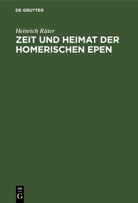 Produktbild: Zeit und Heimat der Homerischen Epen