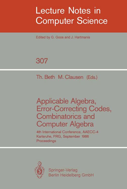 Produktbild: Applicable Algebra, Error-Correcting Codes, Combinatorics and Computer Algebra