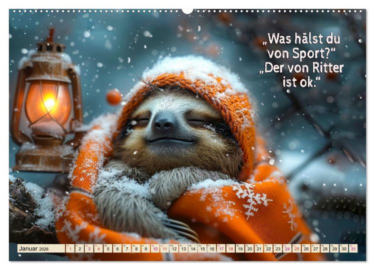 Produktbild: Faultier - Albtraum Sport (Wandkalender 2026 DIN A2 quer), CALVENDO Monatskalender