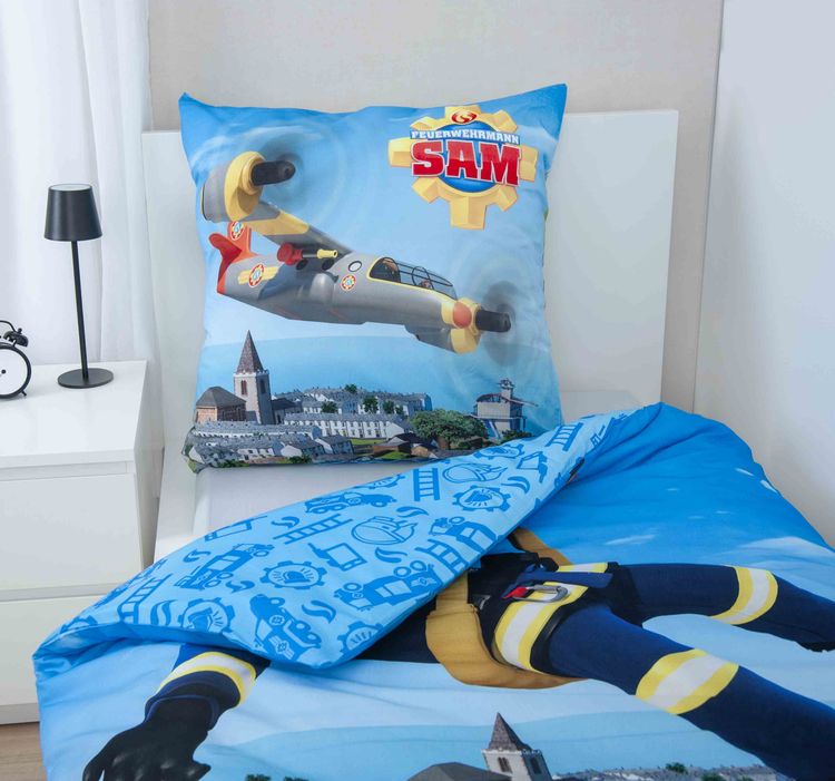 Produktbild: Feuerwehrmann Sam 4670413050 - Bettw&auml;sche, 80x80 cm + 135x200 cm, 100% Baumwolle