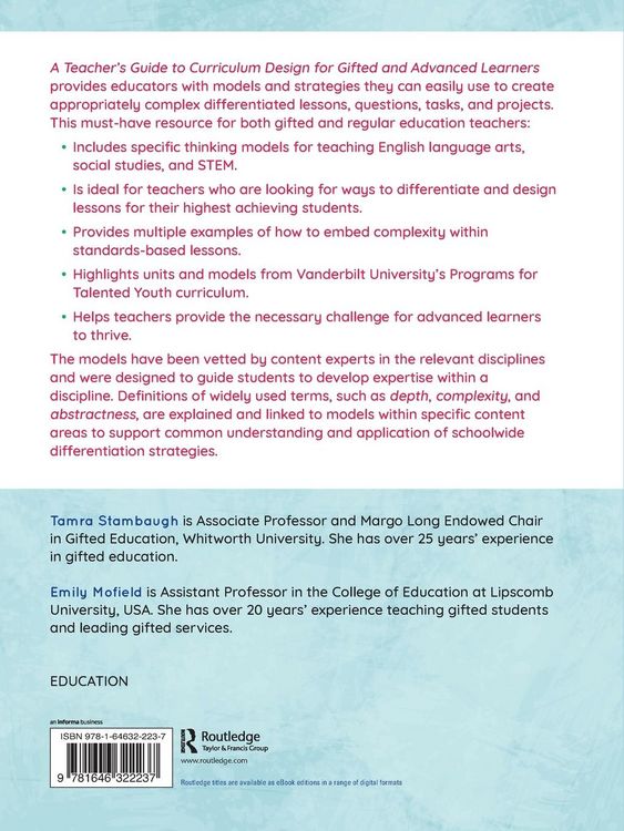Produktbild: A Teacher's Guide to Curriculum Design for Gifted and Advanced Learners