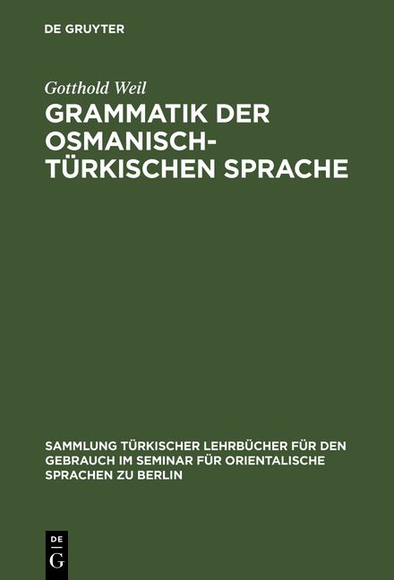 Produktbild: Grammatik der osmanisch-t&uuml;rkischen Sprache
