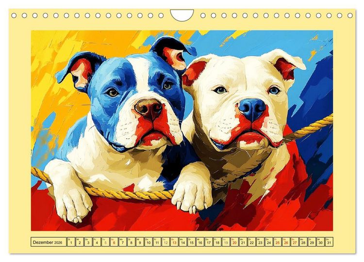 Produktbild: Pit Bulls und Familie. Bunte Bull Breed Sch&ouml;nheiten (Wandkalender 2026 DIN A4 quer), CALVENDO Monatskalender