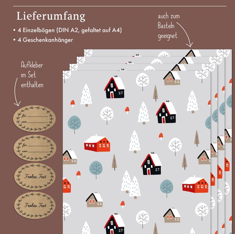 Produktbild: Geschenkpapier Set Weihnachten: Skandinavische Winterlandschaft
