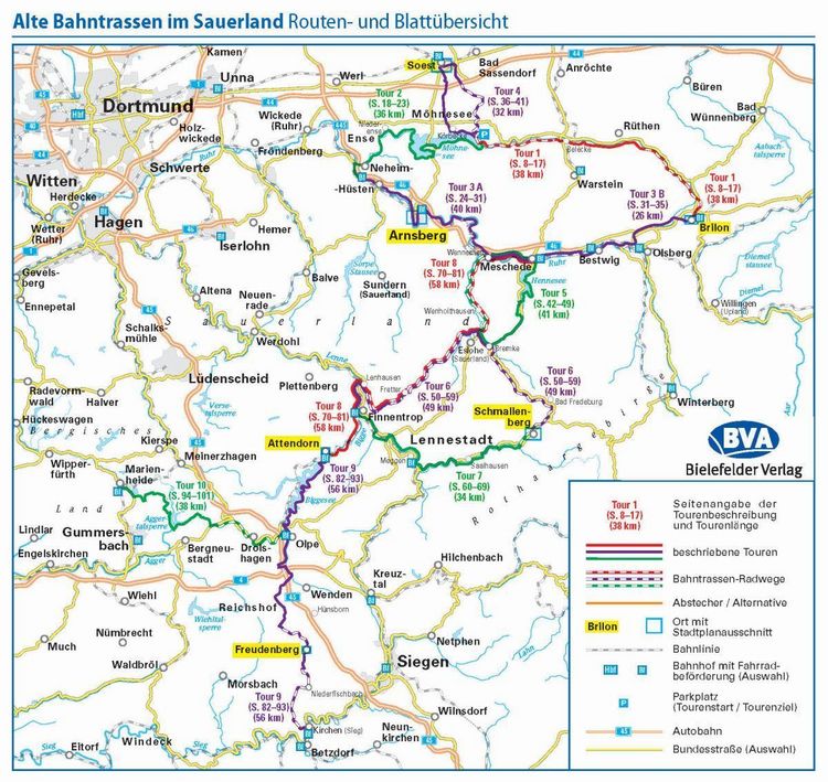 Produktbild: ADFC-Radausflugsf&uuml;hrer Alte Bahntrassen im Sauerland 1:50.000 praktische Spiralbindung, rei&szlig;- und wetterfest, GPS-Tracks Download