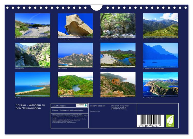 Produktbild: Korsika - Wandern zu den Naturwundern (Wandkalender 2026 DIN A4 quer), CALVENDO Monatskalender
