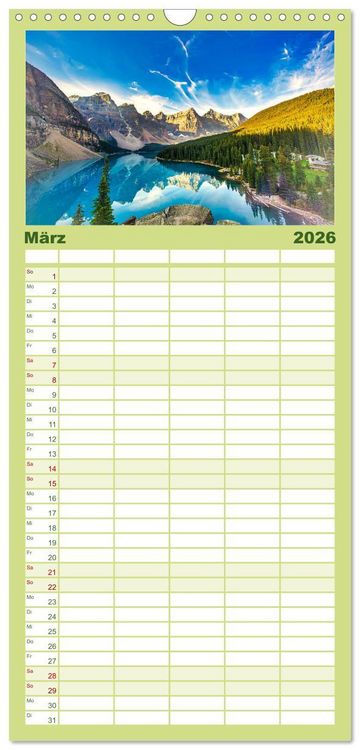Produktbild: Familienplaner 2026 - Moraine Lake, Alberta/ Kanada mit 5 Spalten (Wandkalender, 21 x 45 cm) CALVENDO