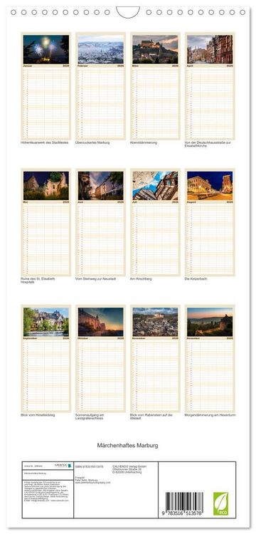 Produktbild: Familienplaner 2026 - M&auml;rchenhaftes Marburg mit 5 Spalten (Wandkalender, 21 x 45 cm) CALVENDO