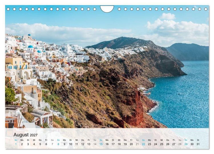 Produktbild: Oia Santorini - Bilderbuch-Dorf von Griechenland (Wandkalender 2027 DIN A4 quer), CALVENDO Monatskalender