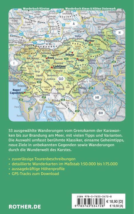 Produktbild: ROTHER Wanderbuch Slowenien &ndash; Die sch&ouml;nsten Touren zwischen Julischen Alpen und Adriak&uuml;ste. 53 Touren