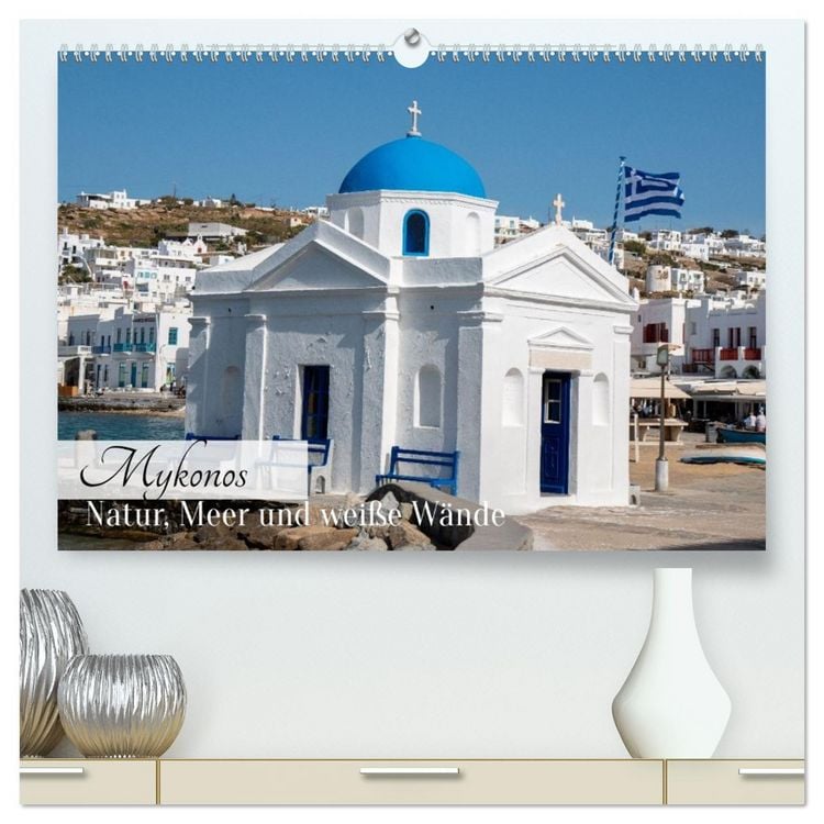 Produktbild: Mykonos - Natur, Meer und wei&szlig;e W&auml;nde (hochwertiger Premium Wandkalender 2026 DIN A2 quer), Kunstdruck in Hochglanz