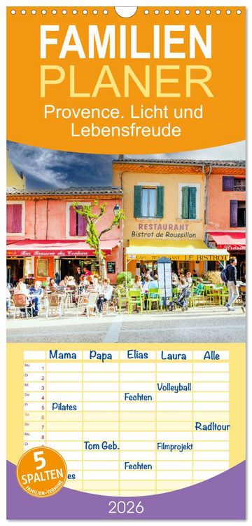 Produktbild: Familienplaner 2026 - Provence. Licht und Lebensfreude mit 5 Spalten (Wandkalender, 21 x 45 cm) CALVENDO