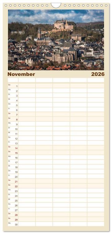 Produktbild: Familienplaner 2026 - M&auml;rchenhaftes Marburg mit 5 Spalten (Wandkalender, 21 x 45 cm) CALVENDO