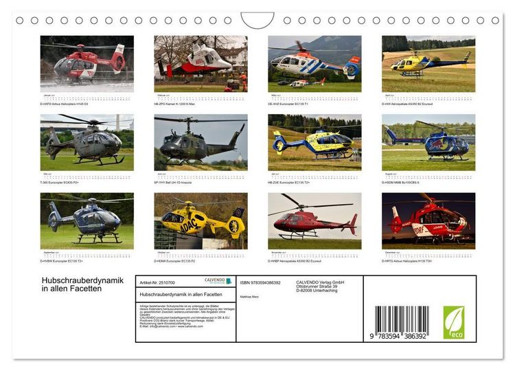 Produktbild: Hubschrauberdynamik in allen Facetten (Wandkalender 2027 DIN A4 quer), CALVENDO Monatskalender