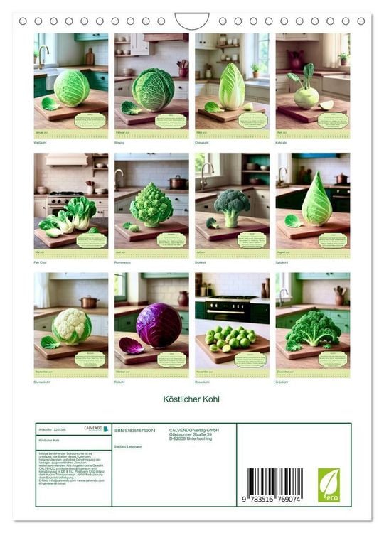Produktbild: K&ouml;stlicher Kohl (Wandkalender 2027 DIN A4 hoch), CALVENDO Monatskalender