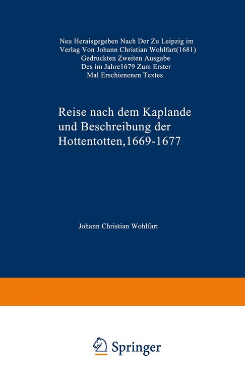 Produktbild: Reise nach dem Kaplande und Beschreibung der Hottentotten 1669&ndash;1677