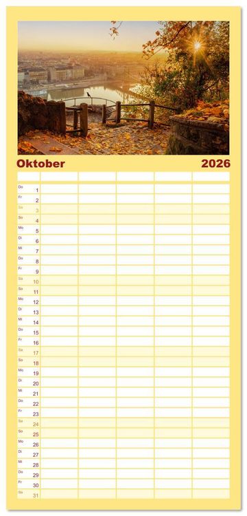 Produktbild: Familienplaner 2026 - Romantisches Budapest - Ungarns sch&ouml;ne Hauptstadt an der Donau mit 5 Spalten (Wandkalender, 21 x 45 cm) CALVENDO
