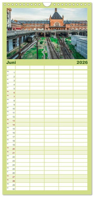 Produktbild: Familienplaner 2026 - D&auml;nische Eisenbahnen mit 5 Spalten (Wandkalender, 21 x 45 cm) CALVENDO