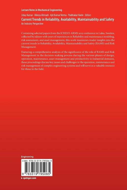 Produktbild: Current Trends in Reliability, Availability, Maintainability and Safety