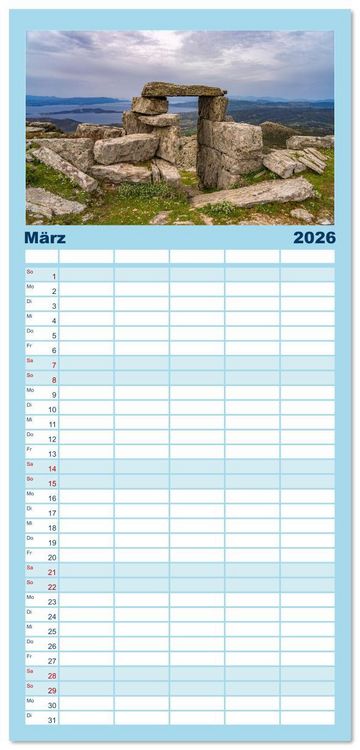 Produktbild: Familienplaner 2026 - Griechenland - Eub&ouml;a - Evia mit 5 Spalten (Wandkalender, 21 x 45 cm) CALVENDO