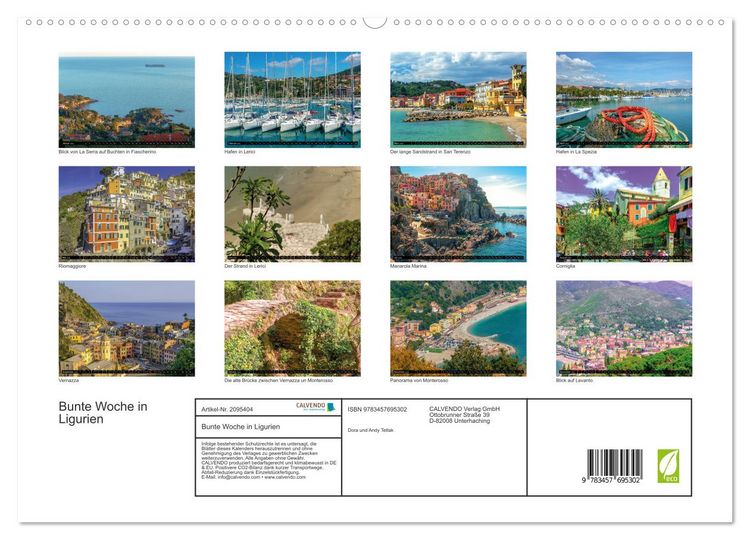 Produktbild: Bunte Woche in Ligurien (hochwertiger Premium Wandkalender 2026 DIN A2 quer), Kunstdruck in Hochglanz