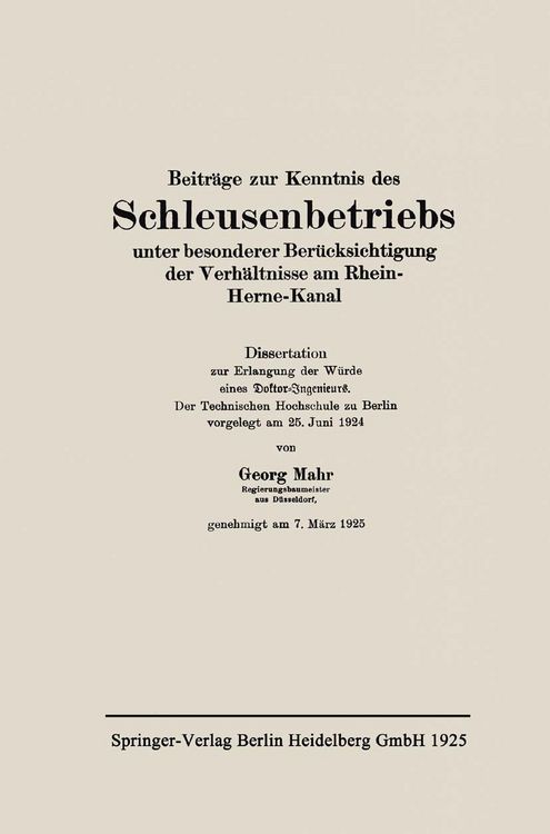 Produktbild: Beitr&auml;ge zur Kenntnis des Schleusenbetriebs unter besonderer Ber&uuml;cksichtigung der Verh&auml;ltnisse am Rhein-Herne-Kanal