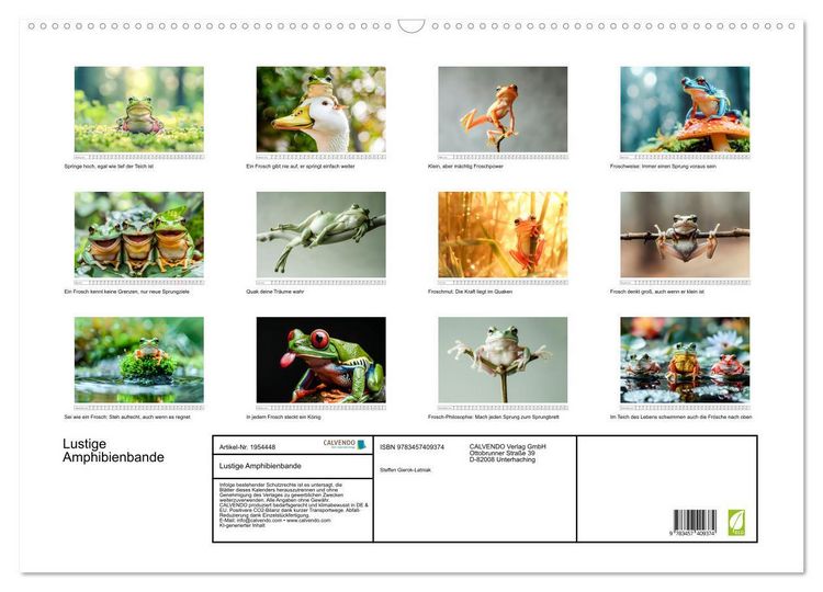 Produktbild: Lustige Amphibienbande (Wandkalender 2026 DIN A2 quer), CALVENDO Monatskalender
