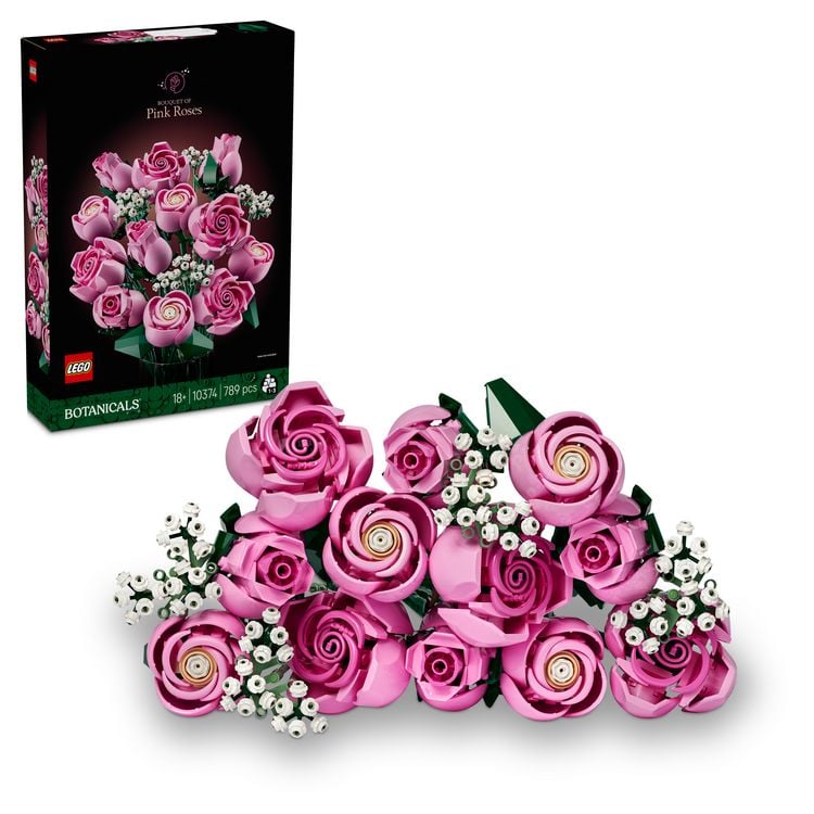 Produktbild: LEGO Botanicals 10374 Rosa Rosenstrau&szlig;, Kunstblumen f&uuml;r Erwachsene
