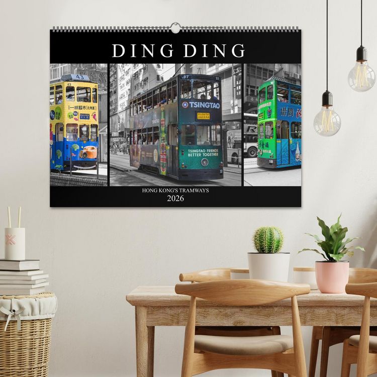 Produktbild: Ding Ding - Hong Kong's Tramways (Wandkalender 2026 DIN A2 quer), CALVENDO Monatskalender