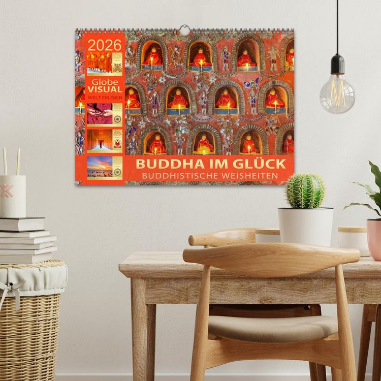 Produktbild: BUDDHA IM GL&Uuml;CK - Buddhistische Weisheiten (Wandkalender 2026 DIN A3 quer), CALVENDO Monatskalender